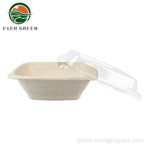 China Biodegradable Square Take Out Paper Bagasse Salad Bowl Manufactory
